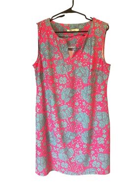 Aryeh Hot Pink Floral Mini Dress with Aqua Pattern